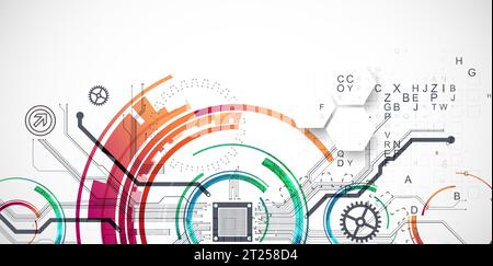 Abstract background. Scientific and technological concept with the use of technical elements formed in the shape of a circle. Vector Stock Vector