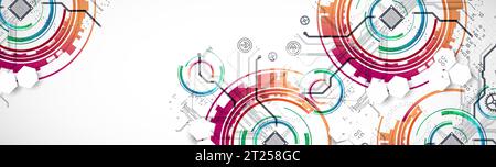 Abstract background. Scientific and technological concept with the use of technical elements formed in the shape of a circle. Vector Stock Vector