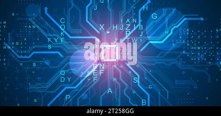 CPU concept. Circuit board. Technology background. Stock Vector