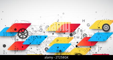 Abstract technology concept. Circuit board, high computer color background. Stock Vector