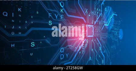 CPU concept. Circuit board. Technology background. Stock Vector