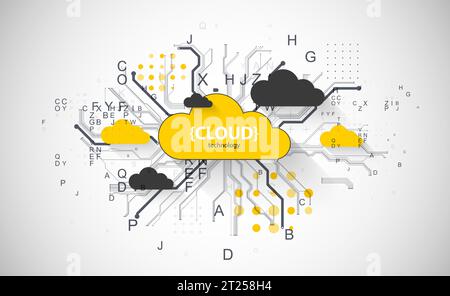 Cloud storage technology. Integrated digital web concept background. Vector Stock Vector