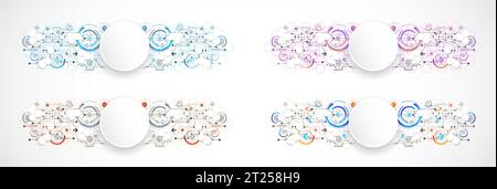 Abstract background with plexus effect. Scientific and technological concept with the use of technical elements formed in the shape of a circle. Vecto Stock Vector