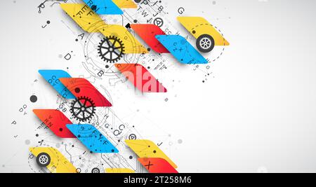 Abstract technology concept. Circuit board, high computer color background. Stock Vector