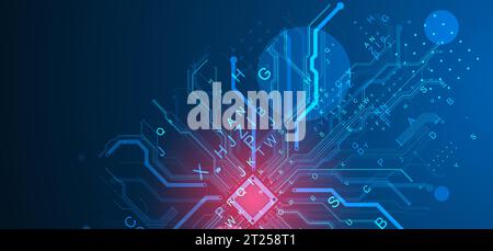 CPU concept. Circuit board. Technology background. Stock Vector