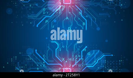 CPU concept. Circuit board. Technology background. Stock Vector