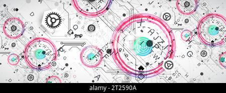Abstract technology concept. Circuit board, color background. Stock Vector