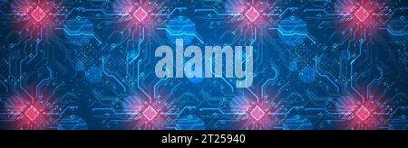 CPU concept. Circuit board. Technology background. Stock Vector