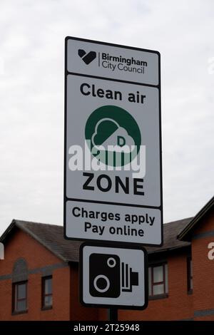 Clean air zone sign, Birmingham, West Midlands, England, UK Stock Photo