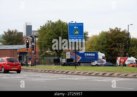 Clean air zone sign, Birmingham, West Midlands, England, UK Stock Photo