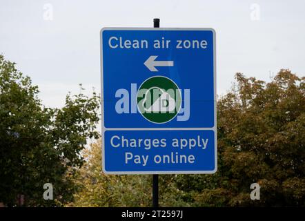 Clean air zone sign, Birmingham, West Midlands, England, UK Stock Photo