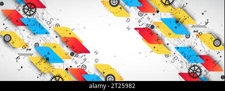 Abstract technology concept. Circuit board, high computer color background. Stock Vector