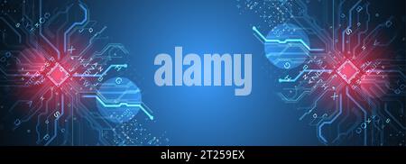 CPU concept. Circuit board. Technology background. Stock Vector