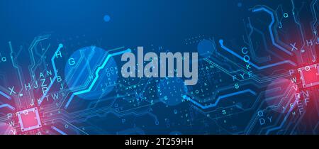 CPU concept. Circuit board. Technology background. Stock Vector