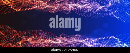 Abstract background.  Particles liquid dynamic flow. Trendy fluid cover design. Vector Stock Vector