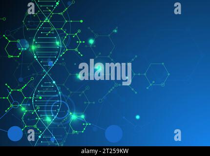 Science template, wallpaper or banner with a DNA molecules. Vector illustration. Stock Vector