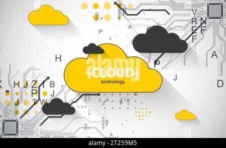 Cloud storage technology. Integrated digital web concept background. Vector Stock Vector