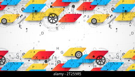 Abstract technology concept. Circuit board, high computer color background. Stock Vector