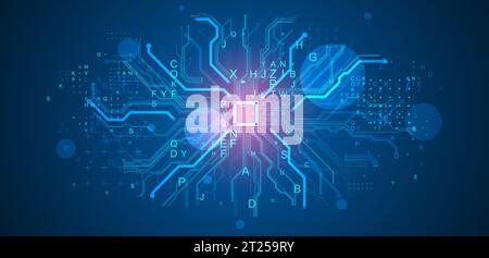 CPU concept. Circuit board. Technology background. Stock Vector