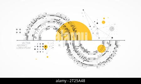 Halftone theme vector. Science abstract background with connecting dots and lines. Stock Vector