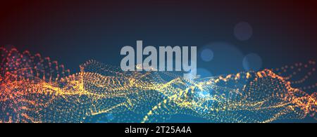 Abstract background.  Particles liquid dynamic flow. Trendy fluid cover design. Vector Stock Vector