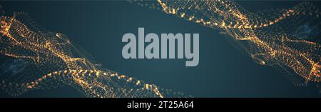 Abstract background.  Particles liquid dynamic flow. Trendy fluid cover design. Vector Stock Vector