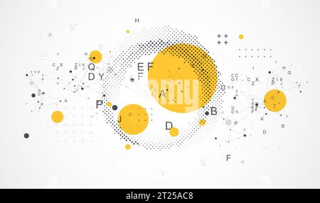 Halftone science background with connecting dots and lines. Digital data visualization. Stock Vector