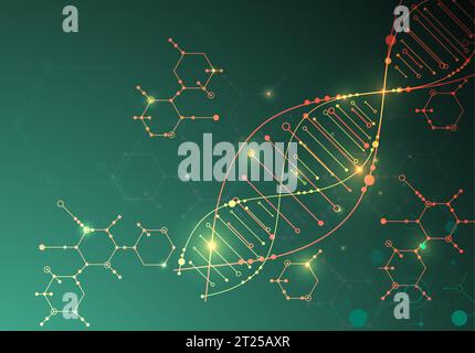 Science template, wallpaper or banner with a DNA molecules. Vector illustration. Stock Vector