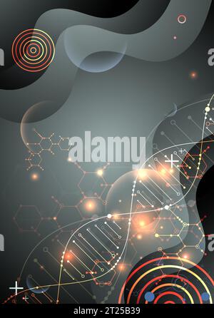 Science template, wallpaper or banner with a DNA molecules. Vector illustration. Stock Vector