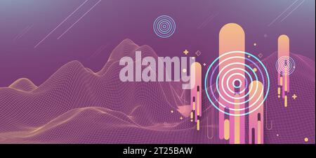 The abstract wave is made in a frame style. Template for science and technology presentation. Vector Stock Vector