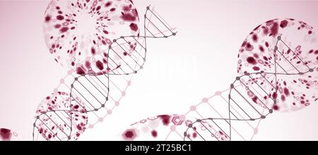 Abstract futuristic background for design works. Science template, wallpaper or banner with a DNA molecules. Vector Stock Vector