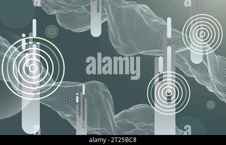 The abstract wave is made in a frame style. Template for science and technology presentation. Vector Stock Vector