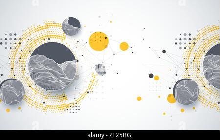 Trendy abstract wireframe background. Modern science or technology art elements. Surface illustration. Vector. Stock Vector