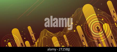 The abstract wave is made in a frame style. Template for science and technology presentation. Vector Stock Vector