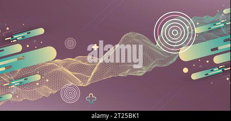 The abstract wave is made in a frame style. Template for science and technology presentation. Vector Stock Vector