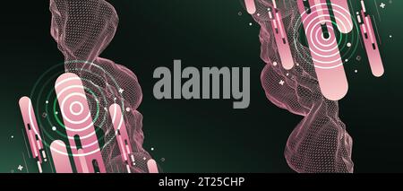 The abstract wave is made in a frame style. Template for science and technology presentation. Vector Stock Vector