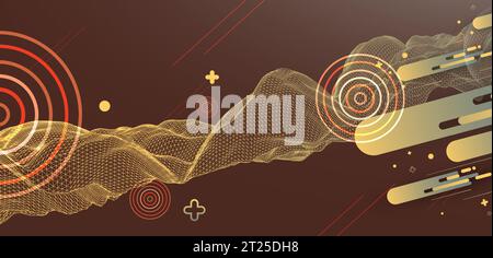 The abstract wave is made in a frame style. Template for science and technology presentation. Vector Stock Vector