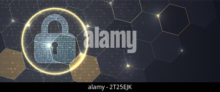 Secure digital space. Virtual confidential, programming protection. Vector Stock Vector