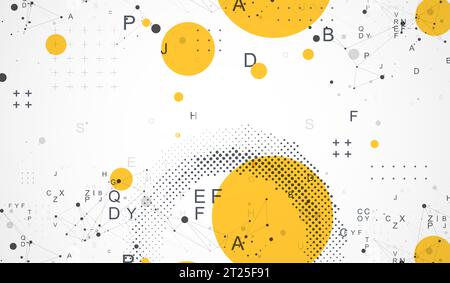 Halftone science background with connecting dots and lines. Digital data visualization. Stock Vector