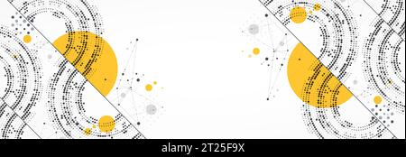 Halftone theme vector. Science abstract background with connecting dots and lines. Stock Vector