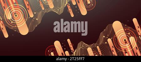 The abstract wave is made in a frame style. Template for science and technology presentation. Vector Stock Vector