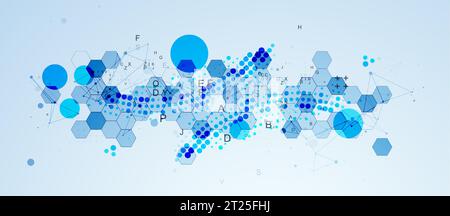 Abstract hexagon background with plexus effect and letters for design works. Vector Stock Vector