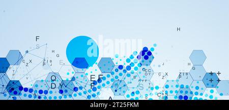 Abstract hexagon background with plexus effect and letters for design works. Vector Stock Vector