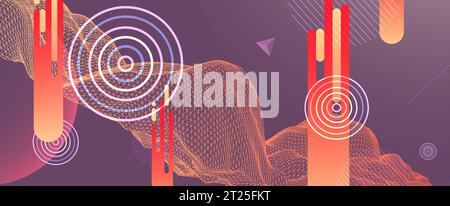 The abstract wave is made in a frame style. Template for science and technology presentation. Vector Stock Vector