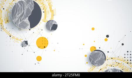 Trendy abstract wireframe background. Modern science or technology art elements. Surface illustration. Vector. Stock Vector