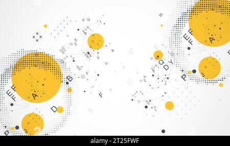Halftone science background with connecting dots and lines. Digital data visualization. Stock Vector