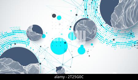 Trendy abstract wireframe background. Modern science or technology art elements. Surface illustration. Vector. Stock Vector