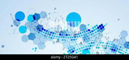 Abstract hexagon background with plexus effect and letters for design works. Vector Stock Vector
