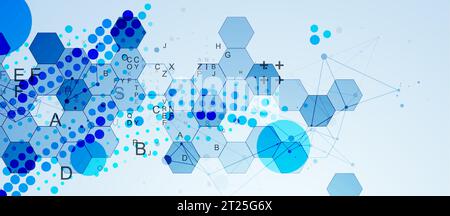 Abstract hexagon background with plexus effect and letters for design works. Vector Stock Vector