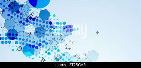 Abstract hexagon background with plexus effect and letters for design works. Vector Stock Vector
